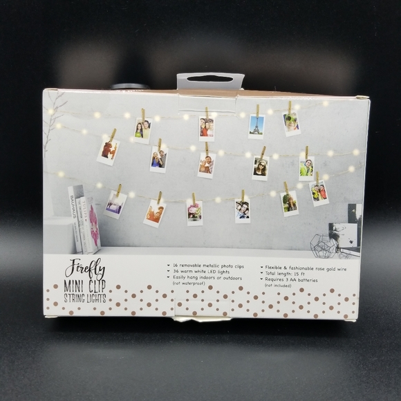 Firefly Mini LED String Lights 15ft Rose Gold Clips Hang Photos Cards Notes New - Picture 5 of 8